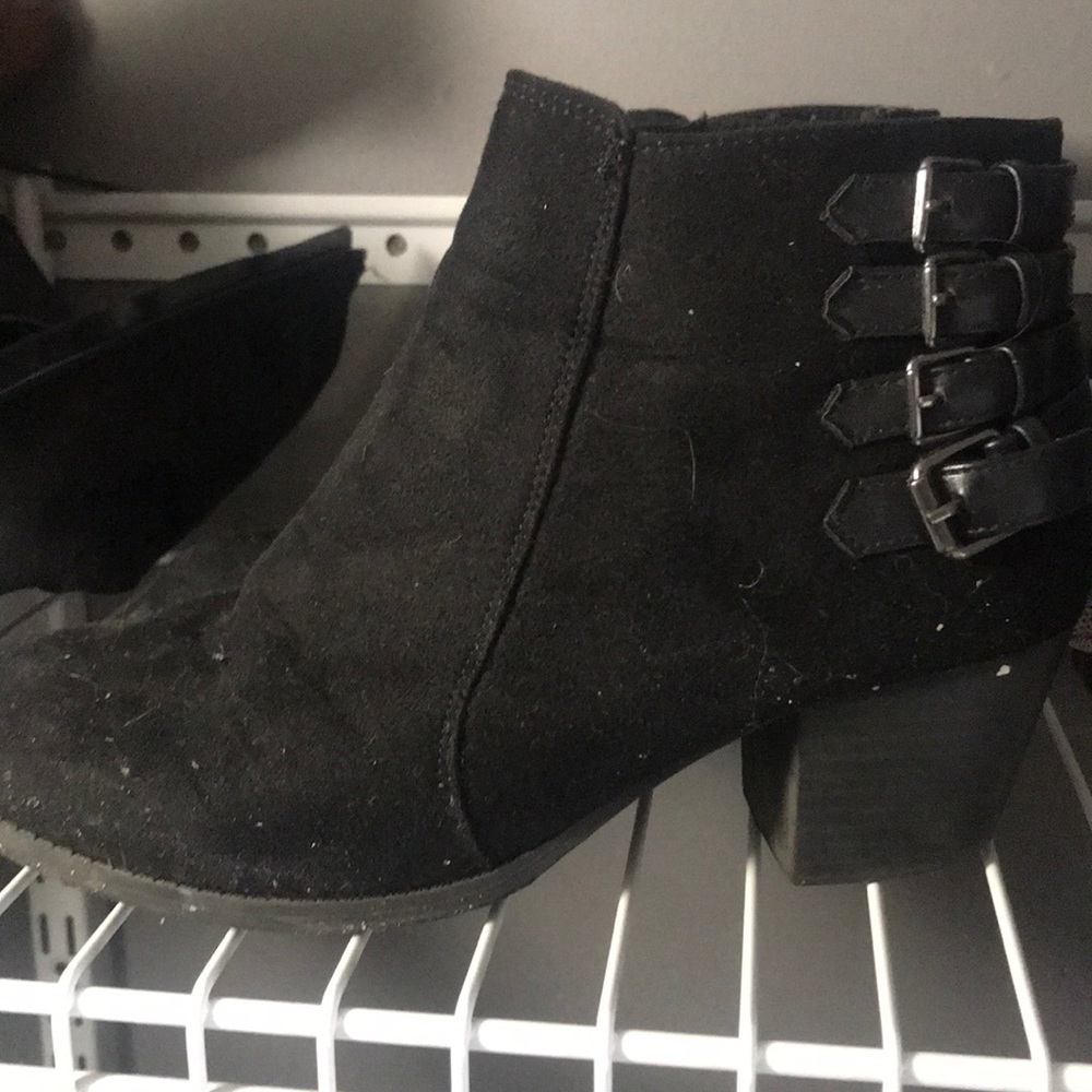 Black wedge booties